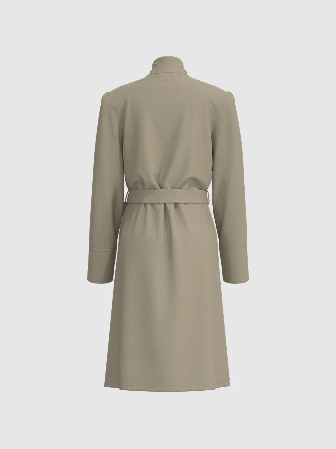 Stand Collar Belted Trench Coats