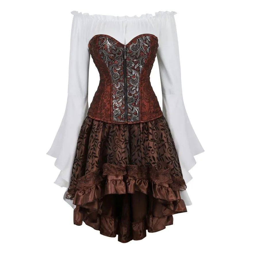 Steampunk Corset Dress Gothic PU Leather