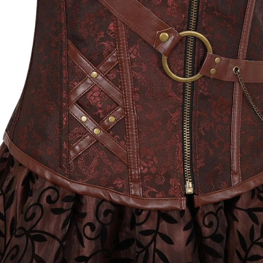 Steampunk Corset Dress Gothic PU Leather