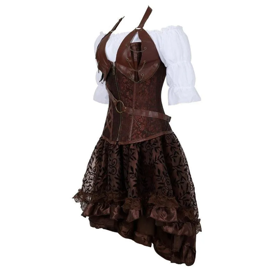 Steampunk Corset Dress Gothic PU Leather