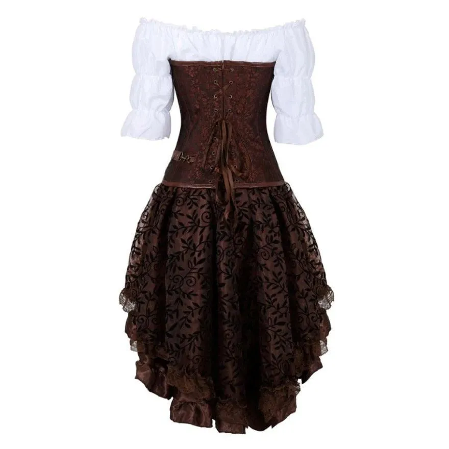 Steampunk Corset Dress Gothic PU Leather