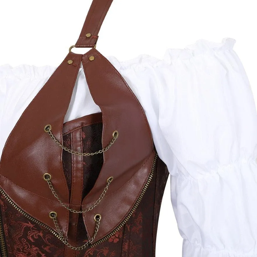Steampunk Corset Dress Gothic PU Leather