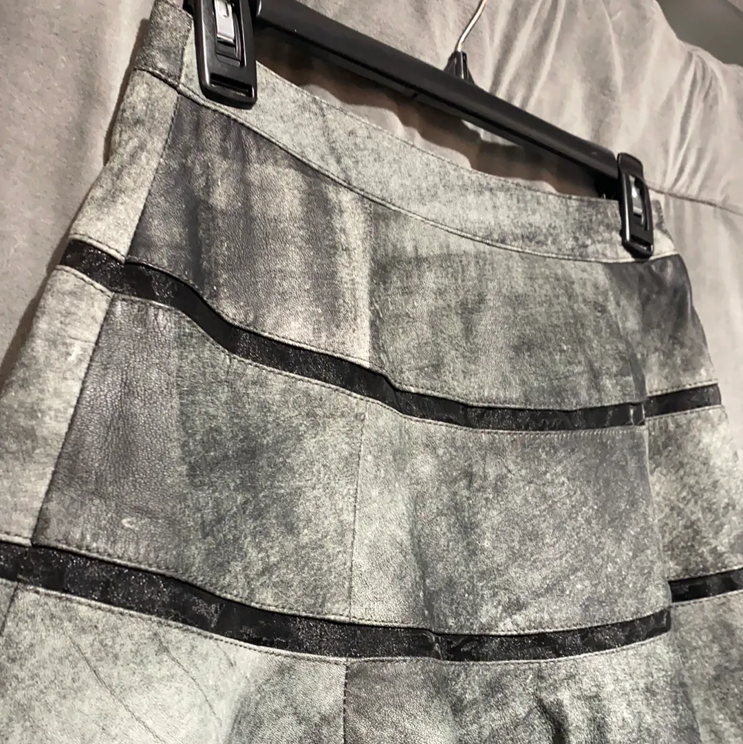 Stella & Jamie Leather Fit and Flare Skirt