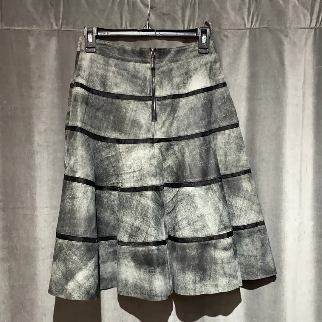 Stella & Jamie Leather Fit and Flare Skirt