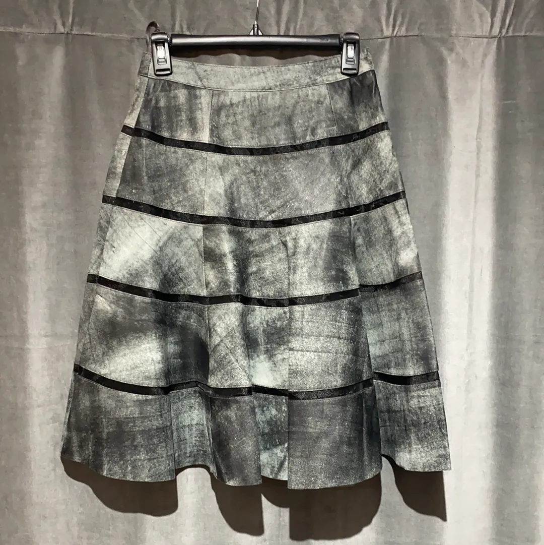 Stella & Jamie Leather Fit and Flare Skirt