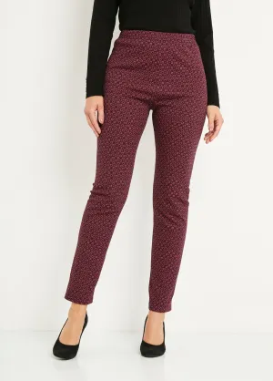 Straight tapered pants with elasticated waist in jacquard