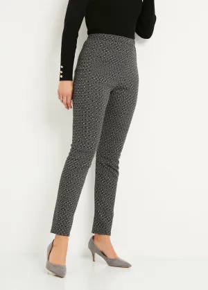 Straight tapered pants with elasticated waist in jacquard