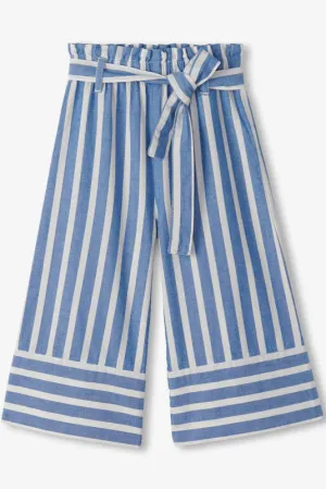 STRIPE CROPPED PAPERBAG PANTS