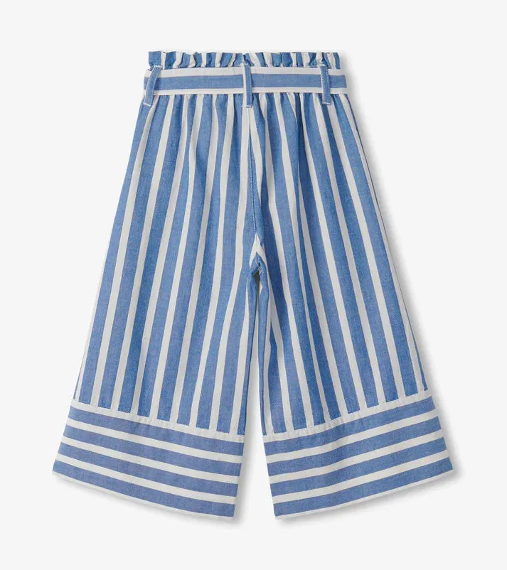 STRIPE CROPPED PAPERBAG PANTS