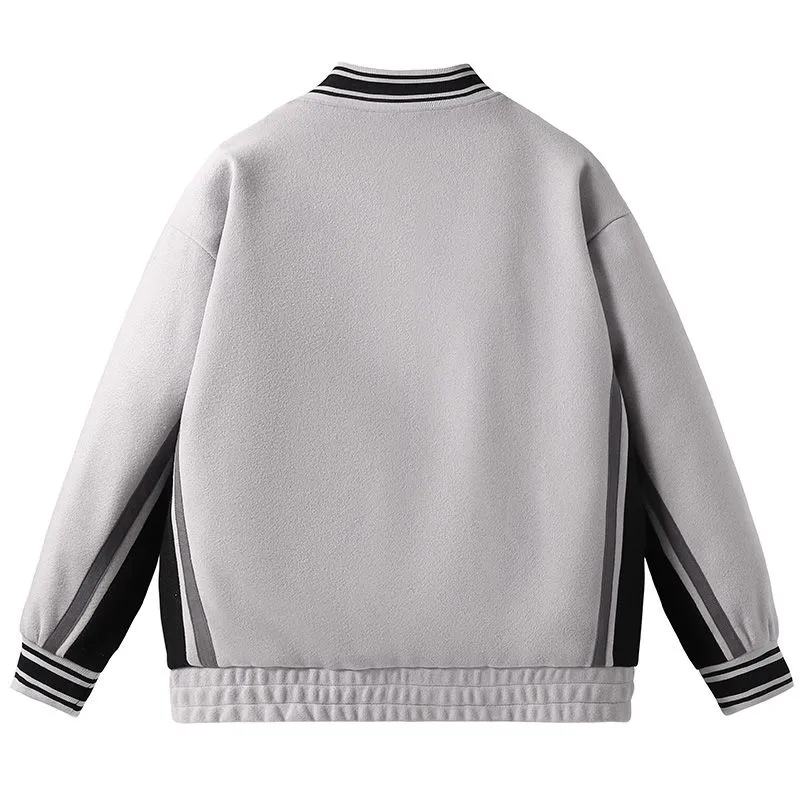 Stylish Men's Varsity Jacket Featuring Elastic Band Cuffs