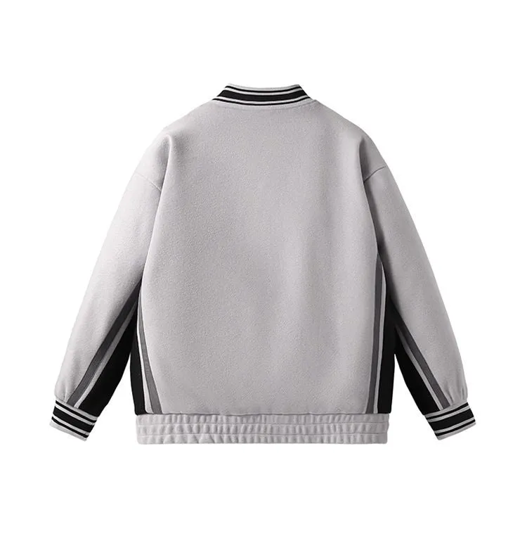 Stylish Men's Varsity Jacket Featuring Elastic Band Cuffs