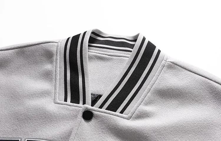 Stylish Men's Varsity Jacket Featuring Elastic Band Cuffs