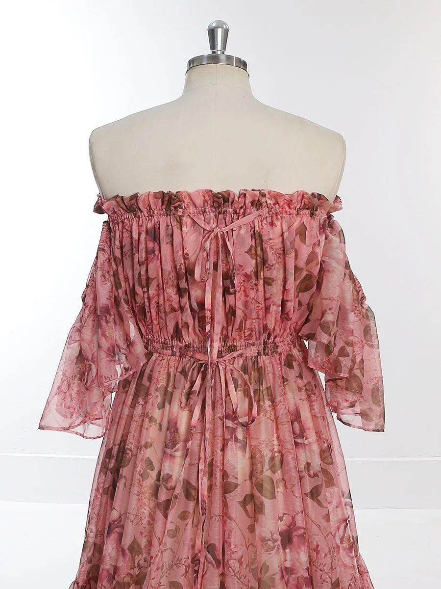 Summer Chiffon Print Maternity Dress for Photo Shoot Photography Woman Maxi Gwon YW230317-1