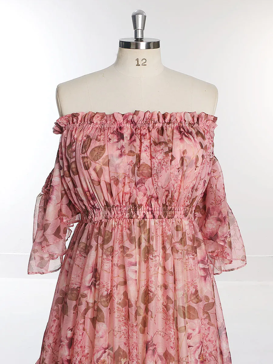 Summer Chiffon Print Maternity Dress for Photo Shoot Photography Woman Maxi Gwon YW230317-1