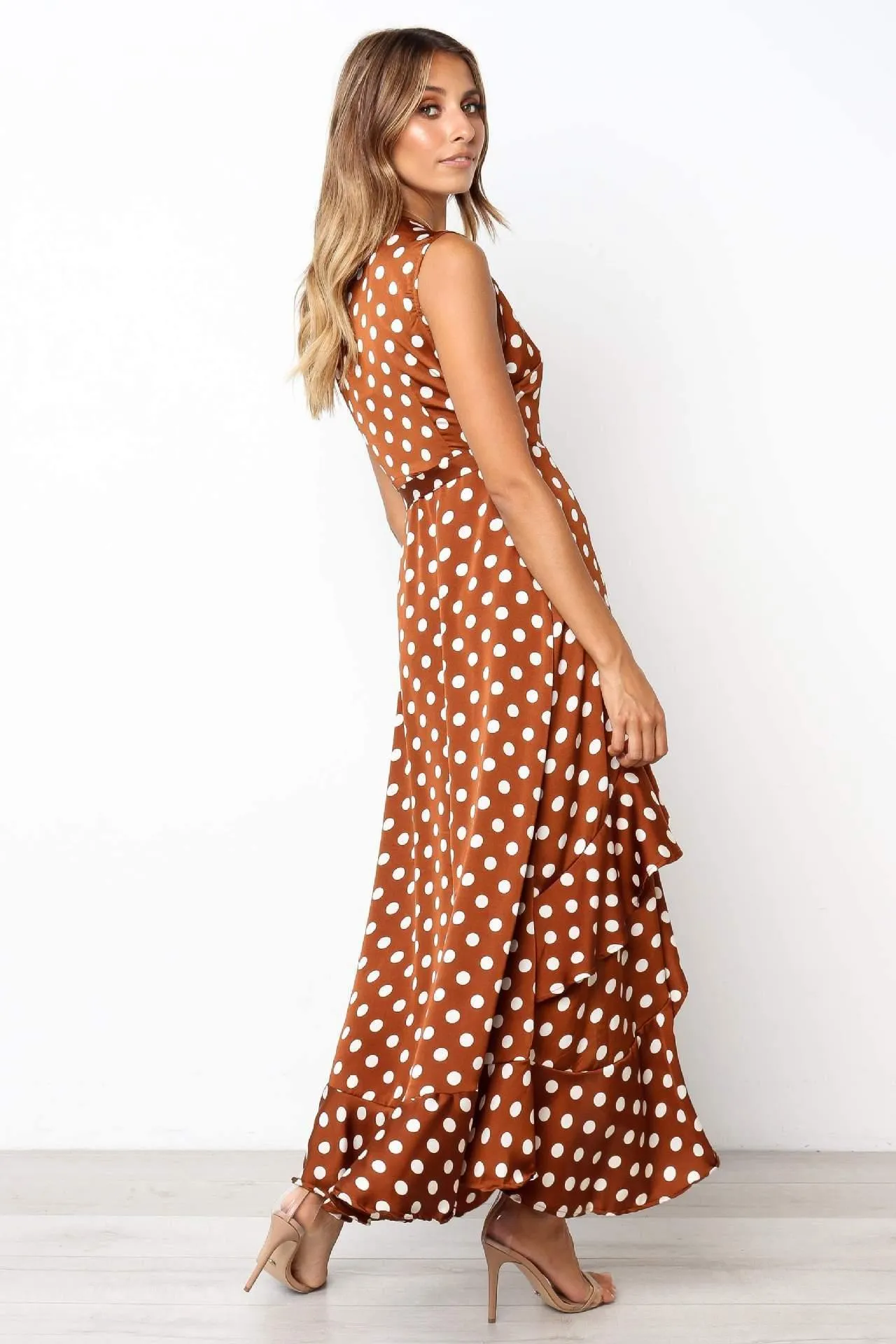 Summer Dot Print Irregular Long Dresses