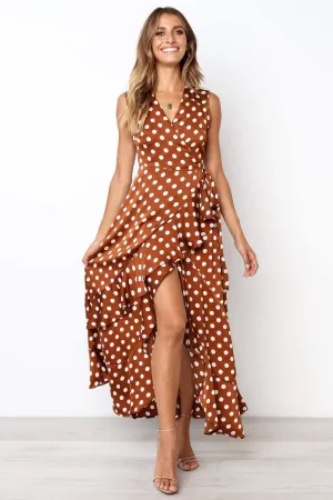 Summer Dot Print Irregular Long Dresses