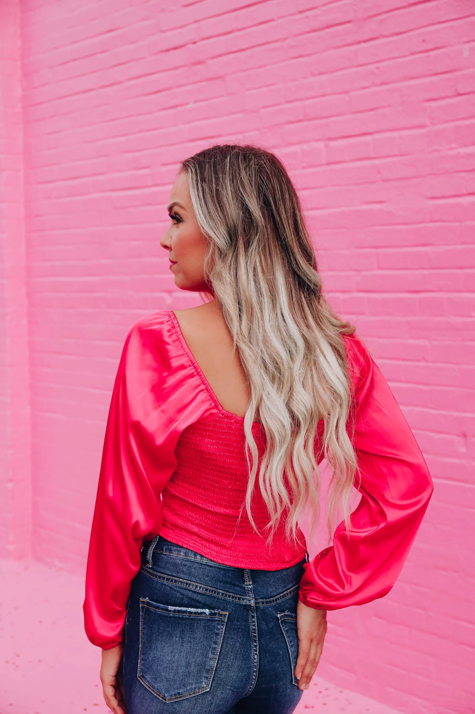 Sweetheart Satin Crop Top - Pink