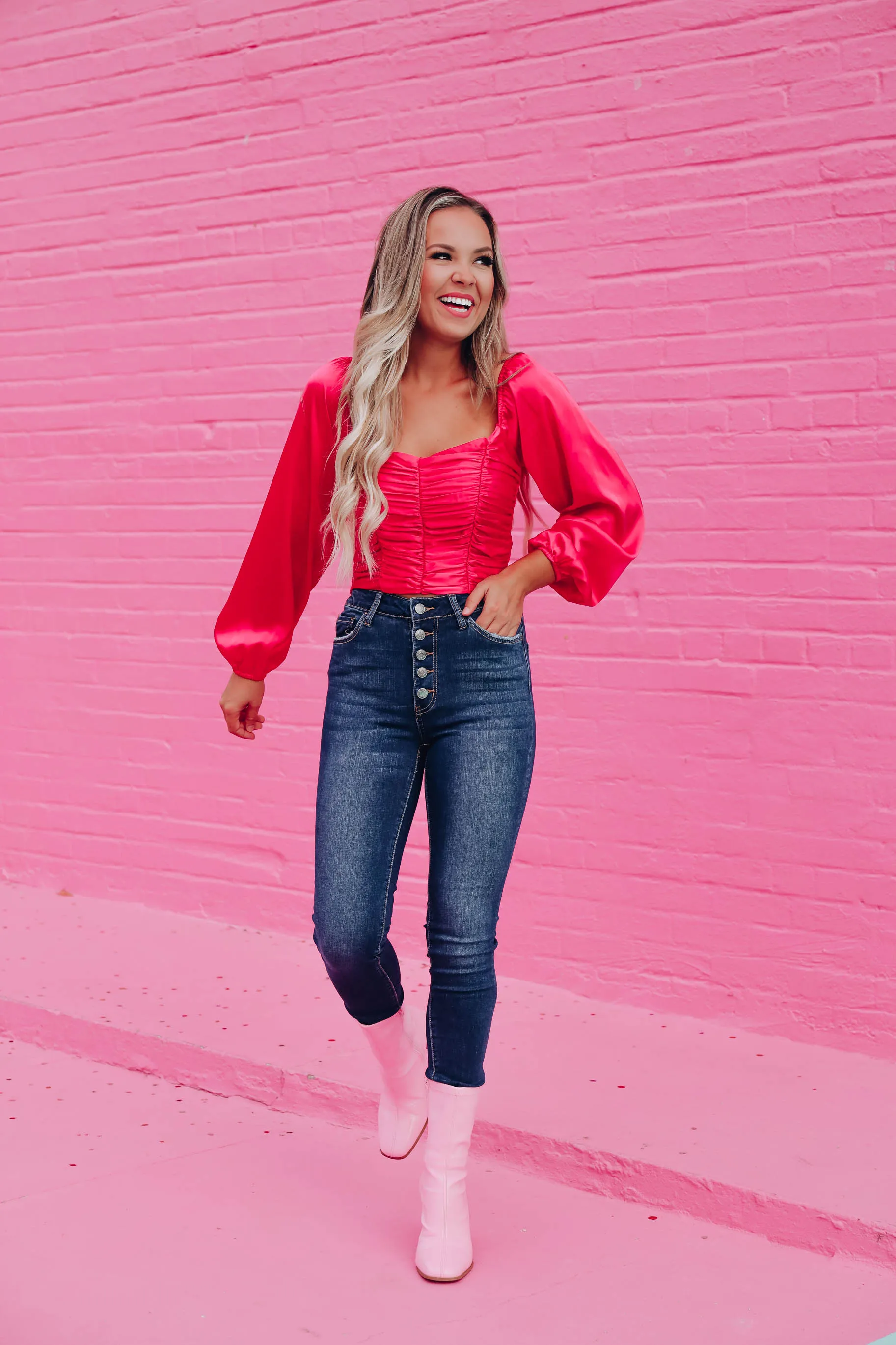 Sweetheart Satin Crop Top - Pink