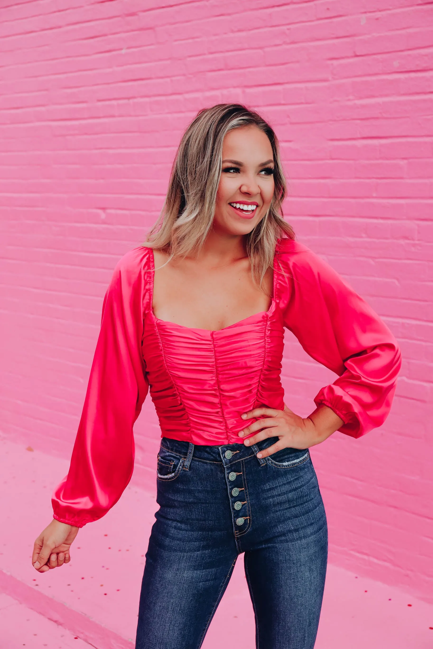 Sweetheart Satin Crop Top - Pink