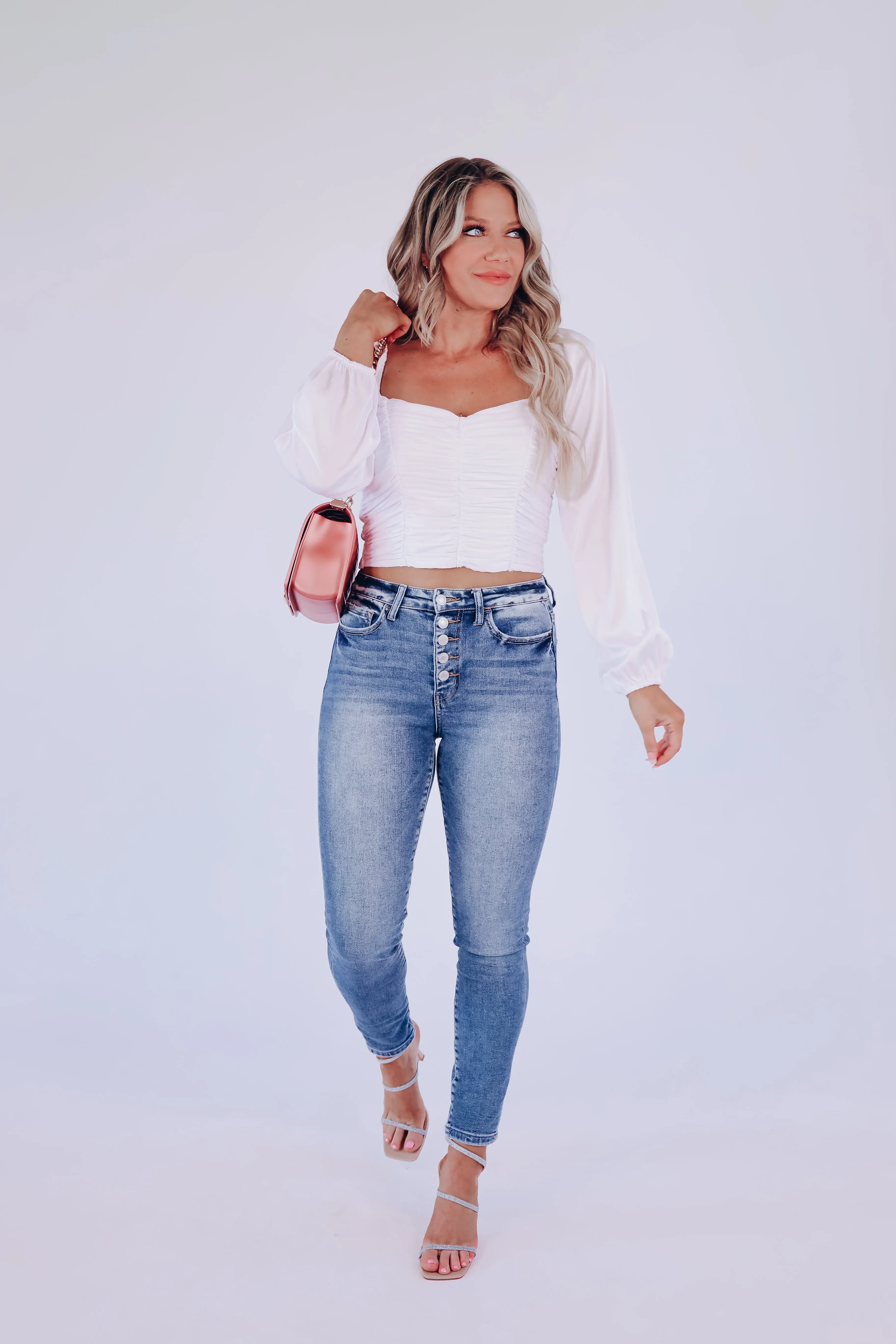 Sweetheart Satin Crop Top - White