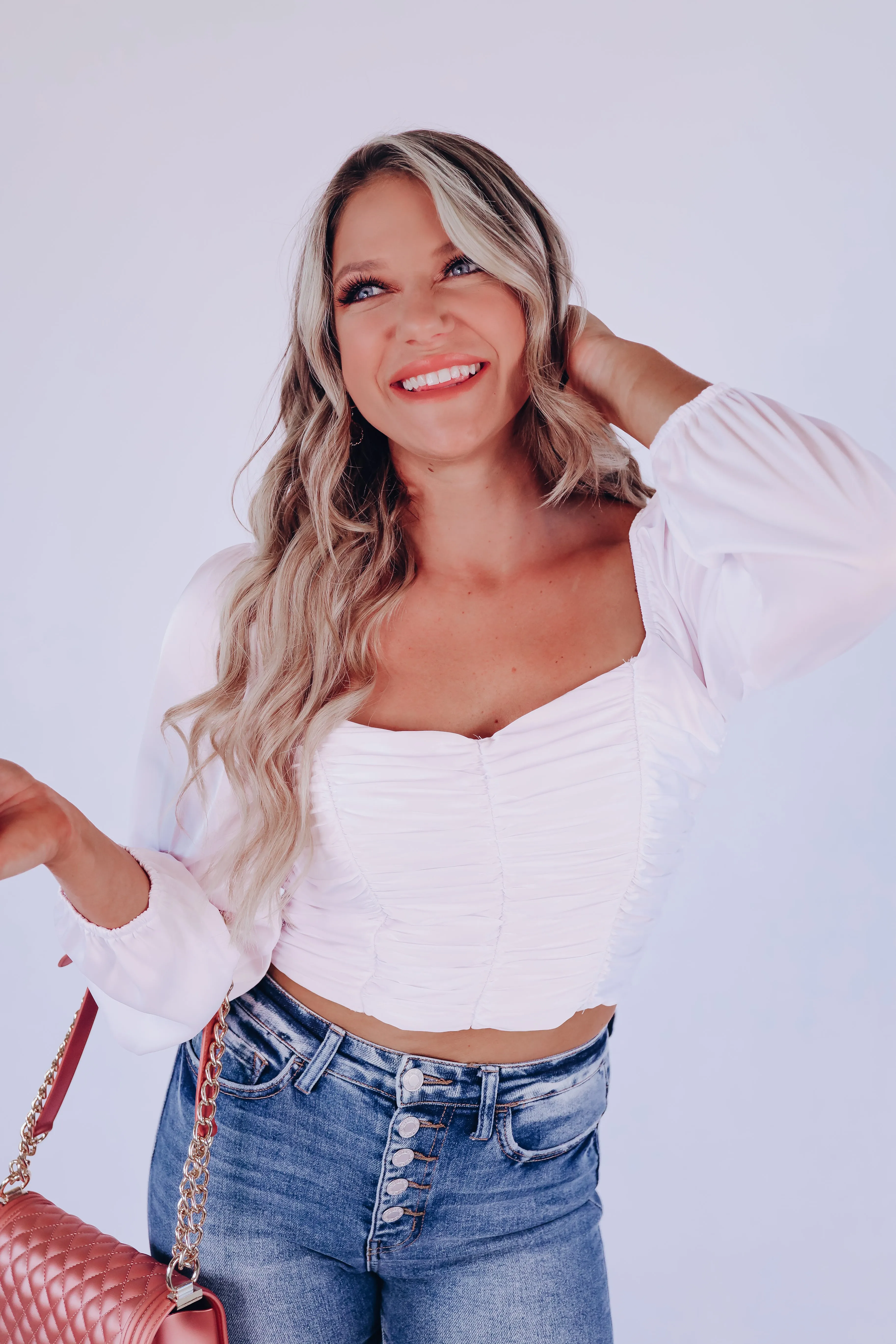 Sweetheart Satin Crop Top - White