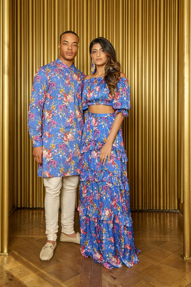 TAARA Floral Ruffle Lehenga Skirt