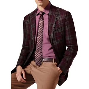 Tallia Mens Verdello Plaid Wool Two-Button Blazer