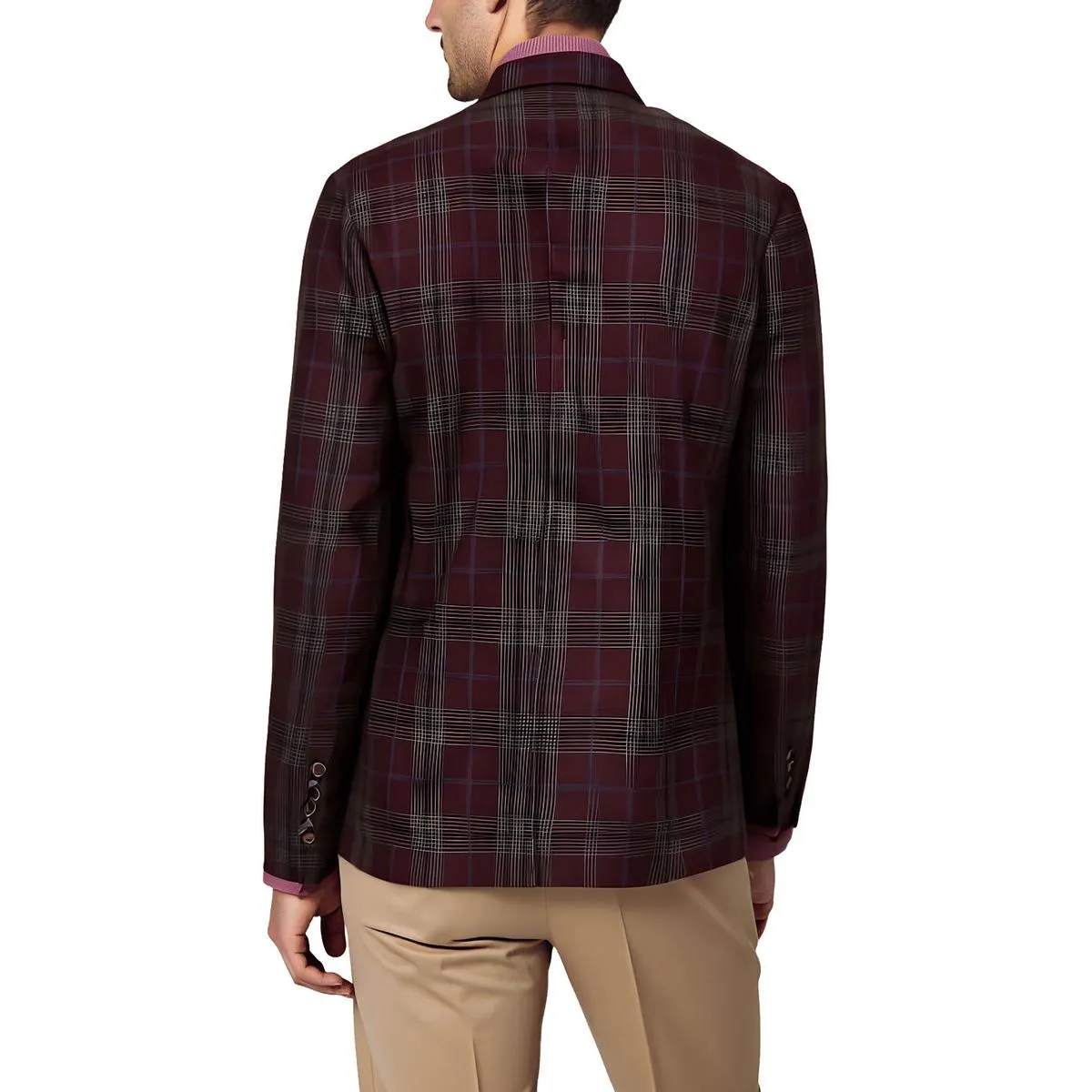 Tallia Mens Verdello Plaid Wool Two-Button Blazer