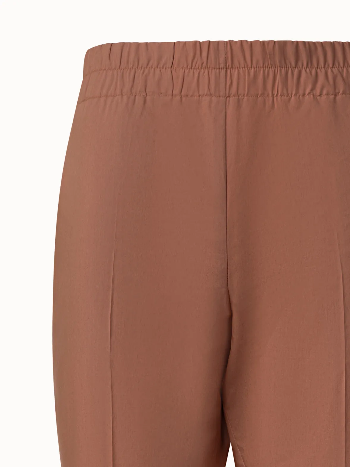 Tapered Cotton Pants with Elastic Waist