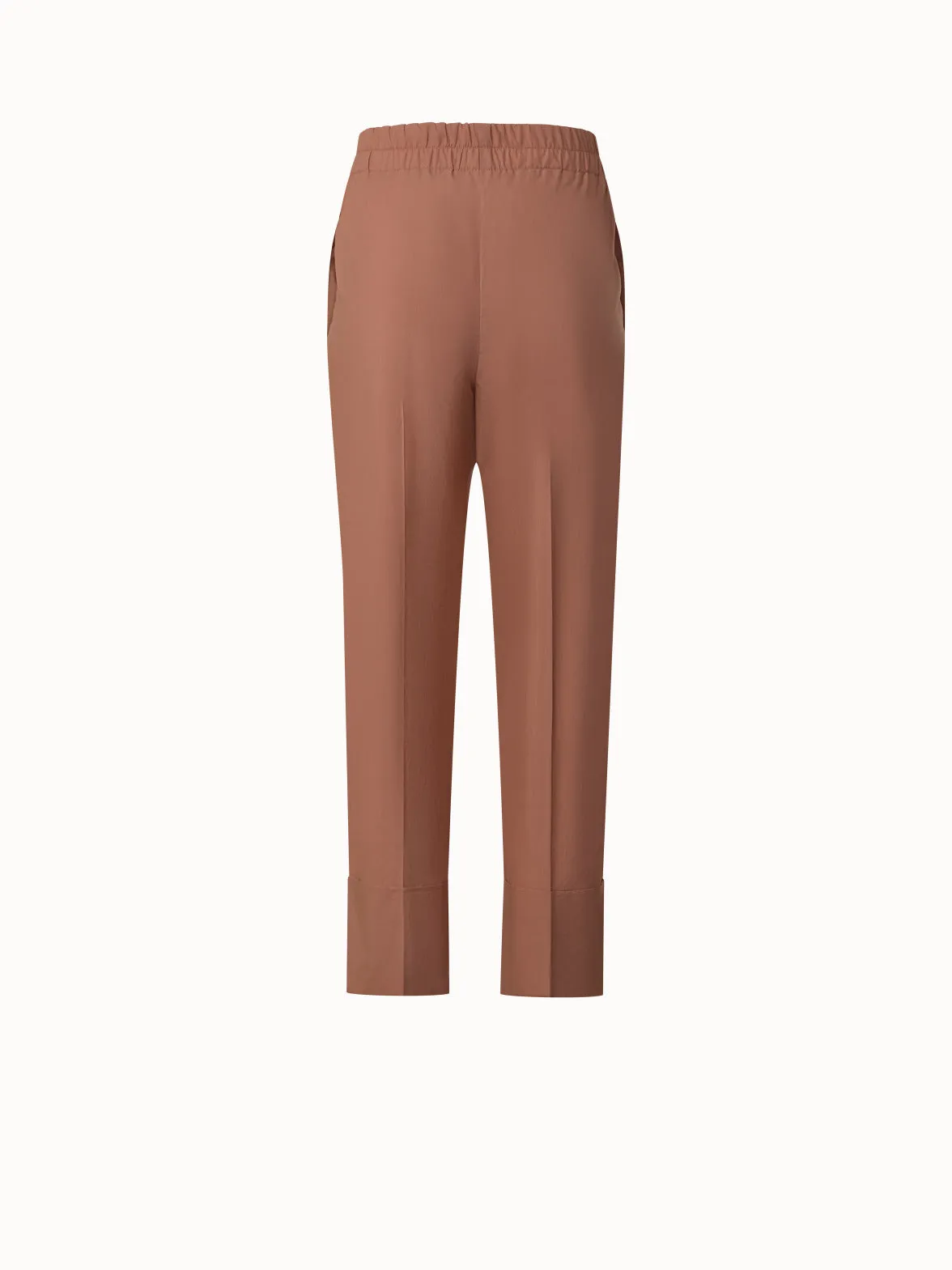 Tapered Cotton Pants with Elastic Waist