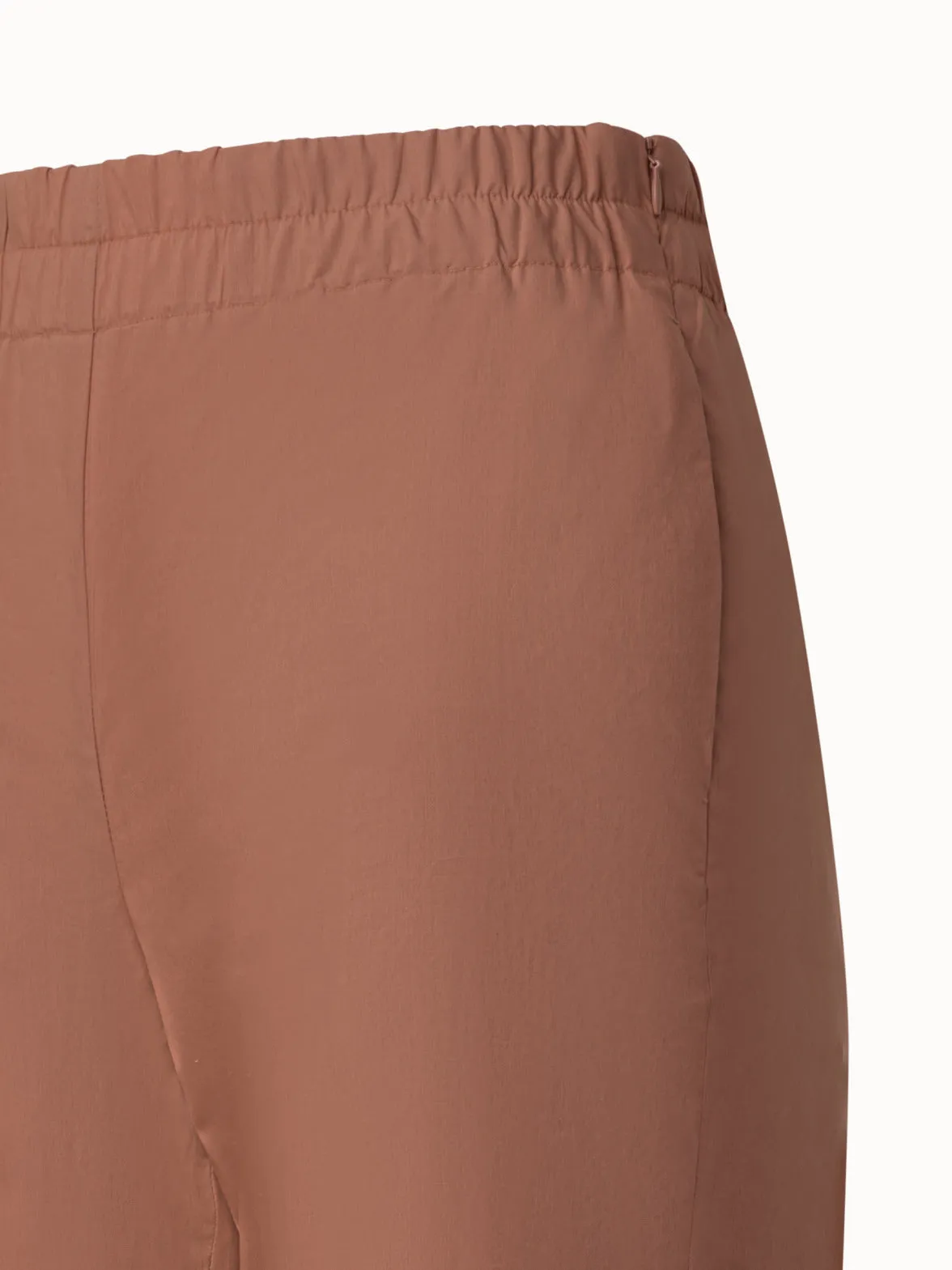 Tapered Cotton Pants with Elastic Waist