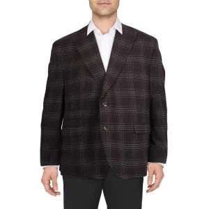Tayion By Montee Holland Mens Acontour Plaid  Two-Button Blazer