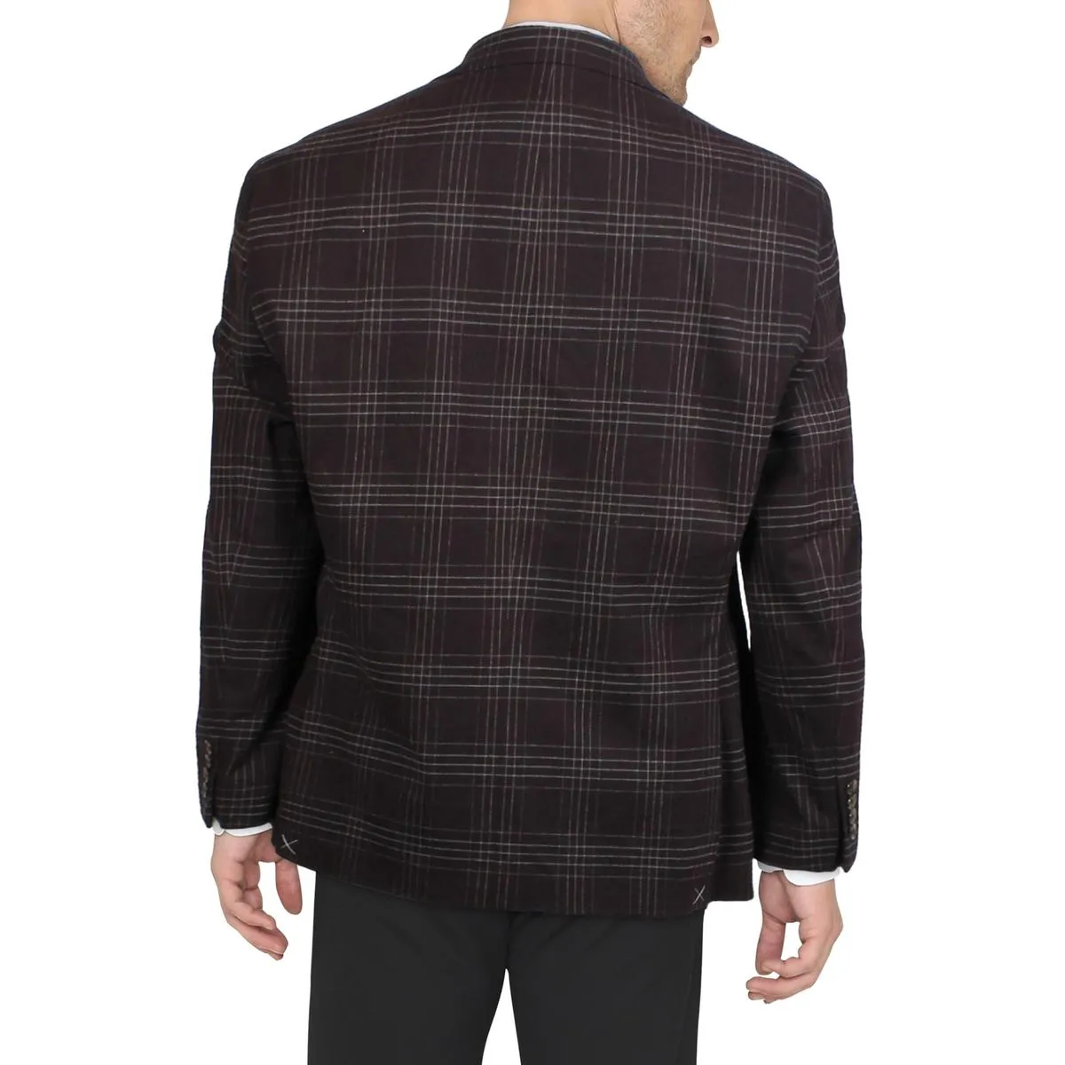 Tayion By Montee Holland Mens Acontour Plaid  Two-Button Blazer