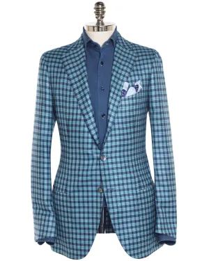 Teal and Navy Cashmere Blend Plaid Sportcoat