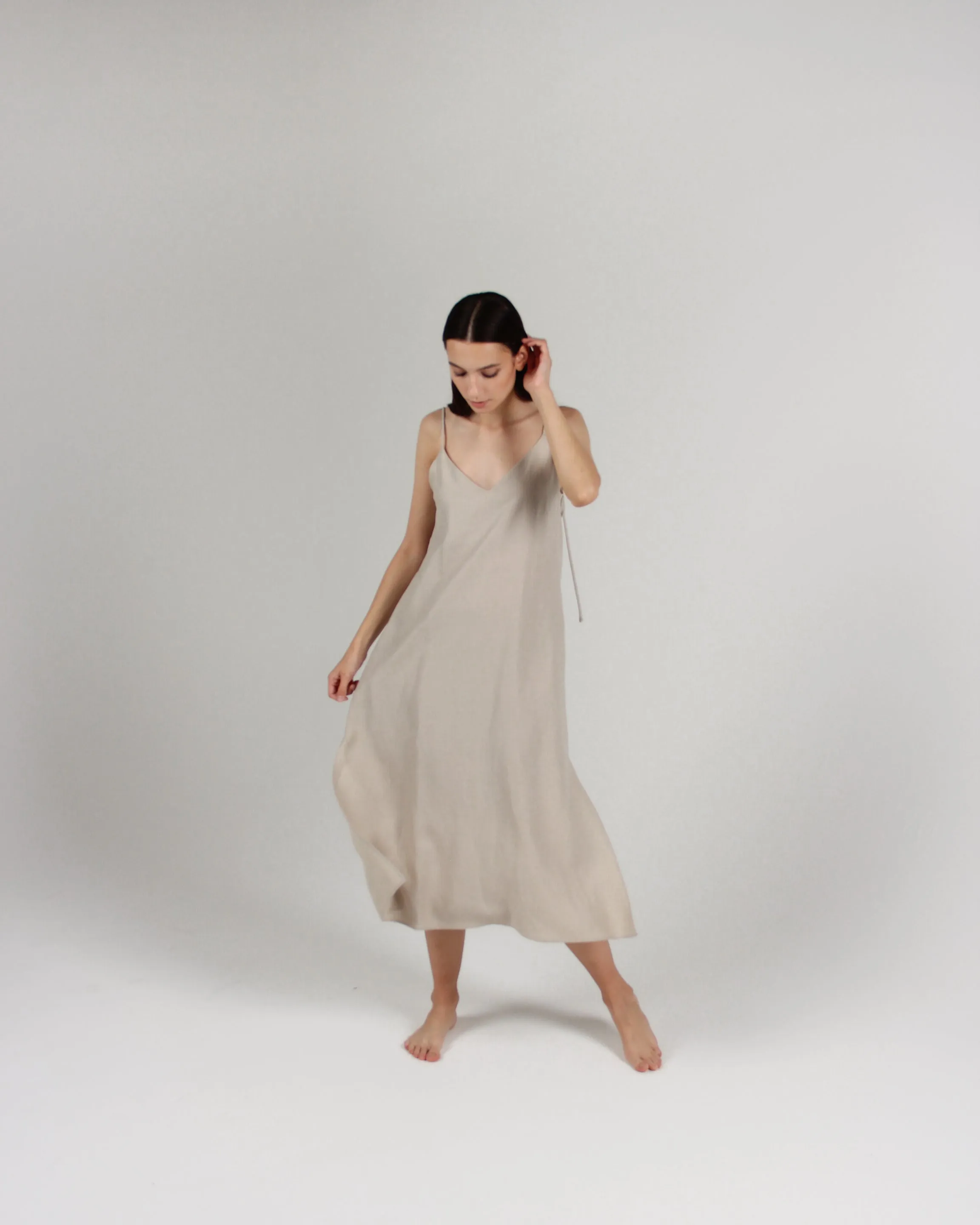 The Cala Slip Dress in Bone