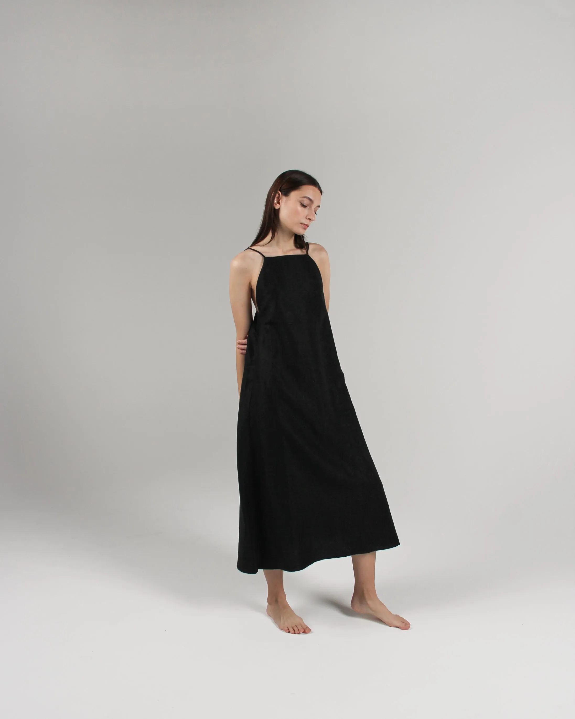 The Isla Slip Dress in Jet Black