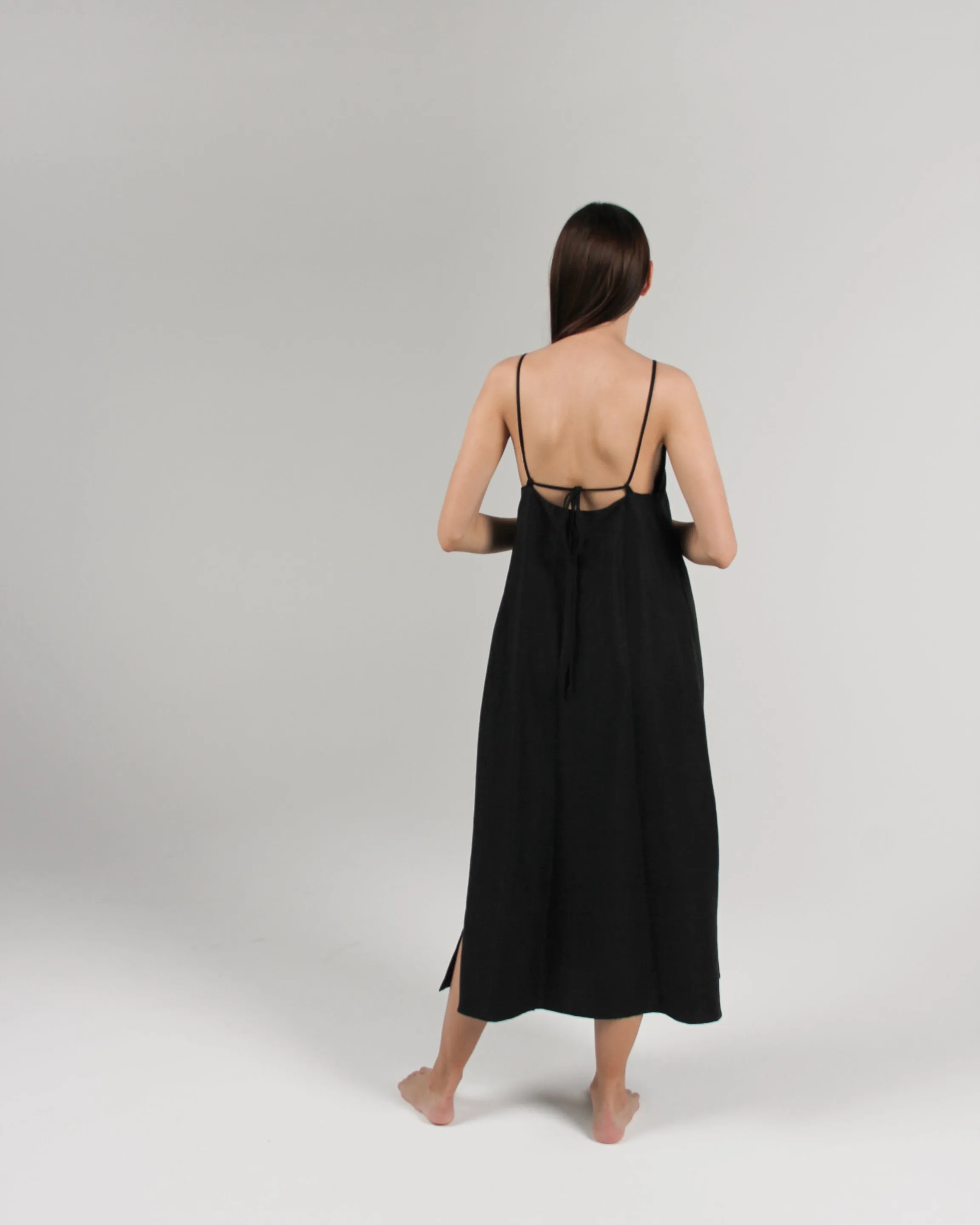 The Isla Slip Dress in Jet Black