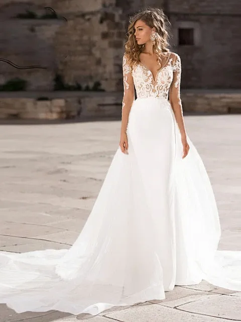 The Sales Rack-Boho Bridal Dress Elegant Lace Appliques New Design