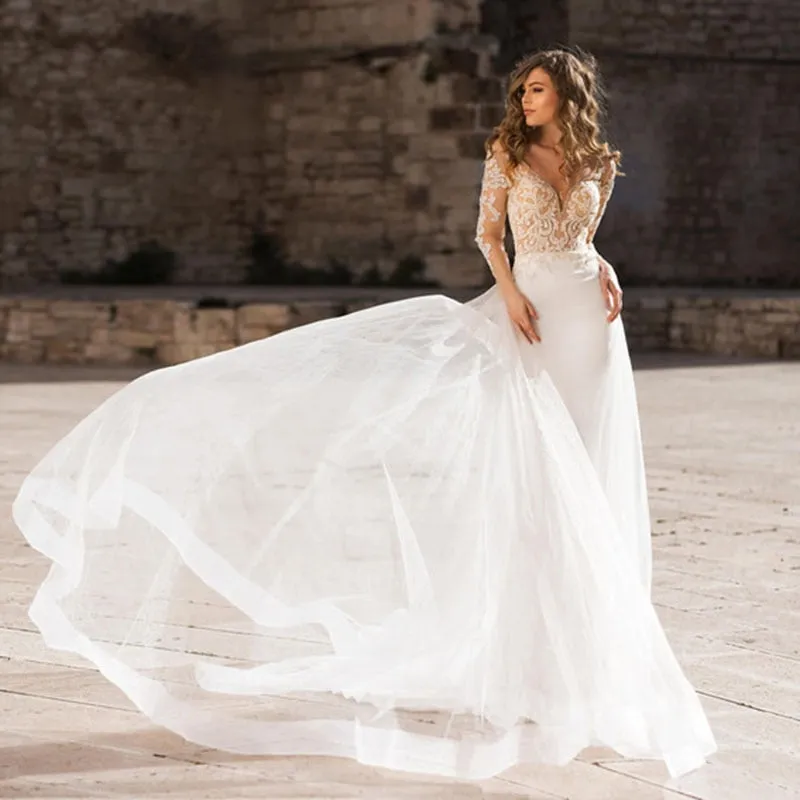 The Sales Rack-Boho Bridal Dress Elegant Lace Appliques New Design