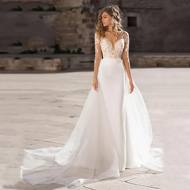 The Sales Rack-Boho Bridal Dress Elegant Lace Appliques New Design