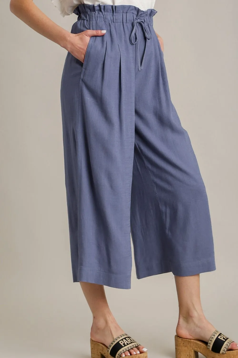 Trending: Umgee Plus Size Linen Wide Fit Pants with Relaxed Drawstring
