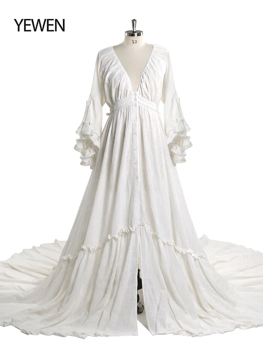 V Neck Evening Dresses Photography Dresses Baby Shower Dress for Pregnant Woman YEWEN YD211202