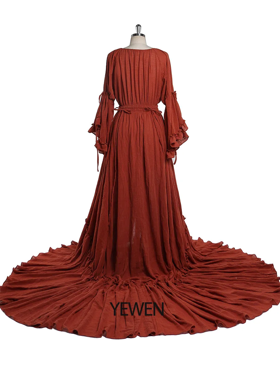 V Neck Evening Dresses Photography Dresses Baby Shower Dress for Pregnant Woman YEWEN YD211202