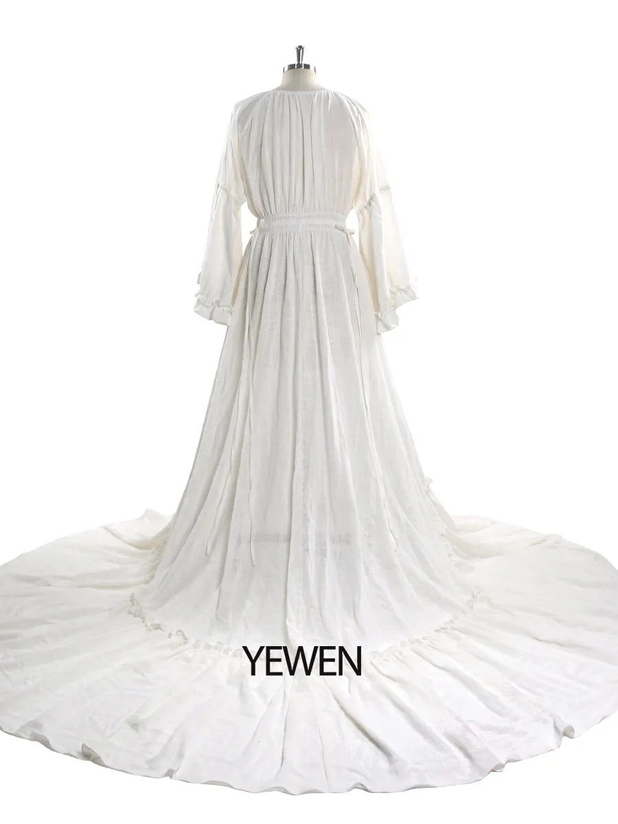 V Neck Evening Dresses Photography Dresses Baby Shower Dress for Pregnant Woman YEWEN YD211202