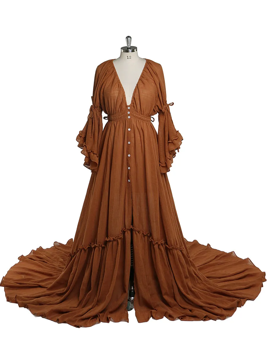 V Neck Evening Dresses Photography Dresses Baby Shower Dress for Pregnant Woman YEWEN YD211202