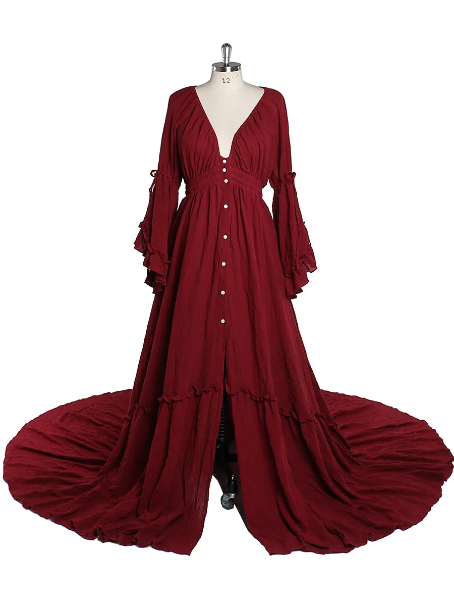 V Neck Evening Dresses Photography Dresses Baby Shower Dress for Pregnant Woman YEWEN YD211202