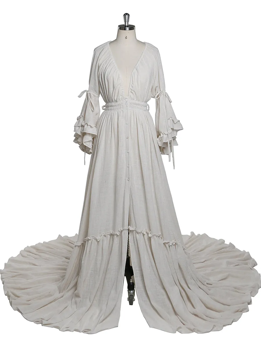 V Neck Evening Dresses Photography Dresses Baby Shower Dress for Pregnant Woman YEWEN YD211202