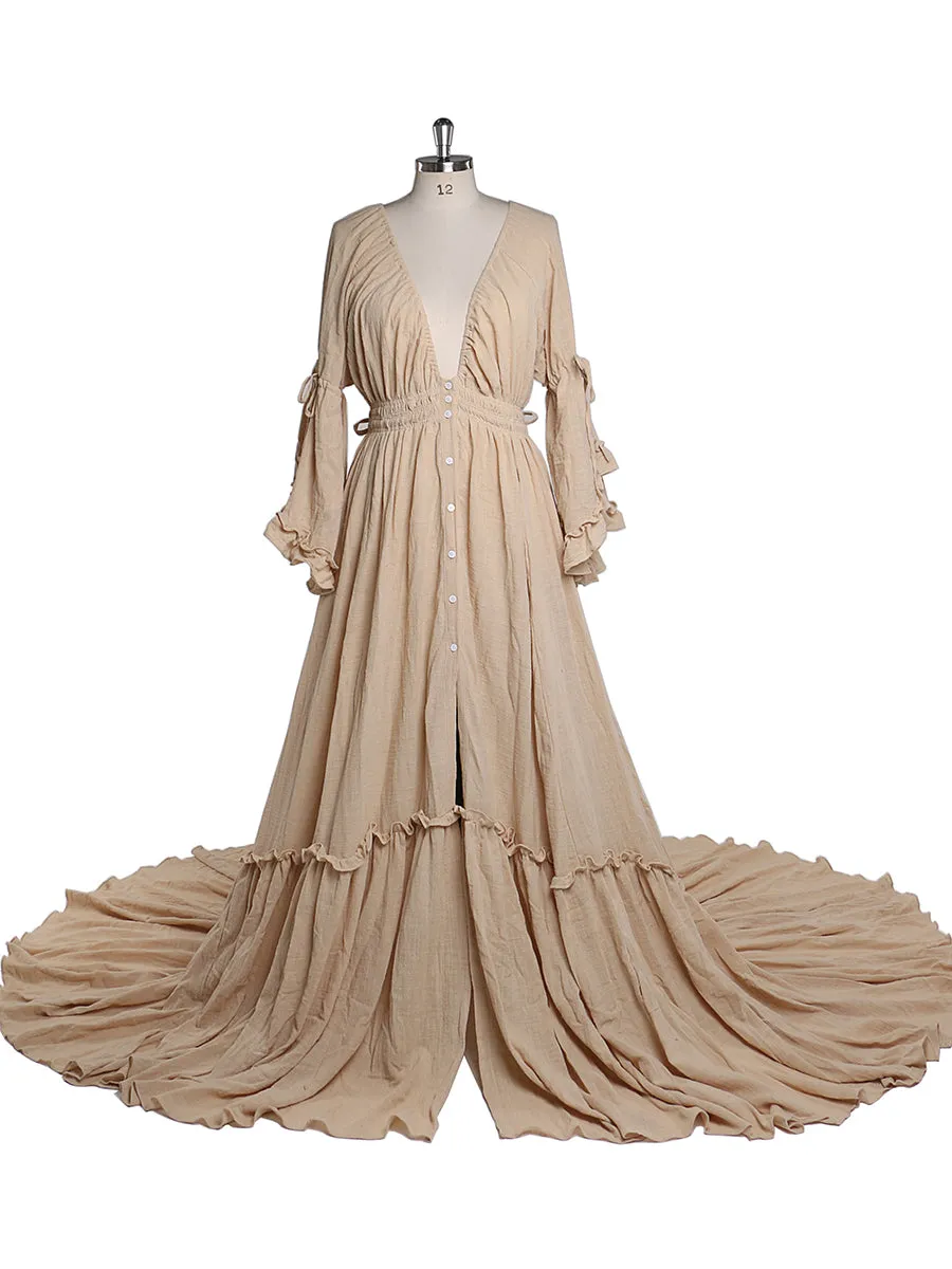 V Neck Evening Dresses Photography Dresses Baby Shower Dress for Pregnant Woman YEWEN YD211202