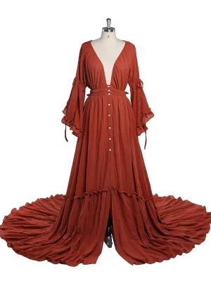 V Neck Evening Dresses Photography Dresses Baby Shower Dress for Pregnant Woman YEWEN YD211202