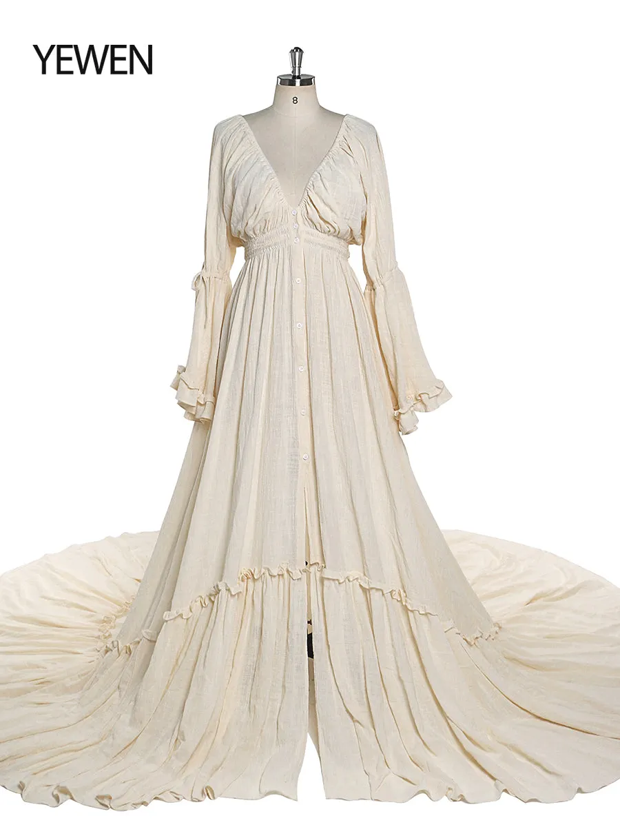 V Neck Evening Dresses Photography Dresses Baby Shower Dress for Pregnant Woman YEWEN YD211202
